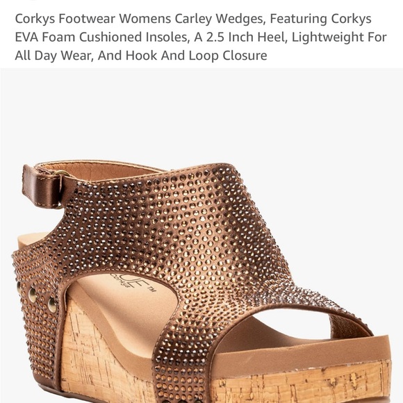 Corkys Brown Wedge Sandals with Slingback Design - Picture 1 of 9